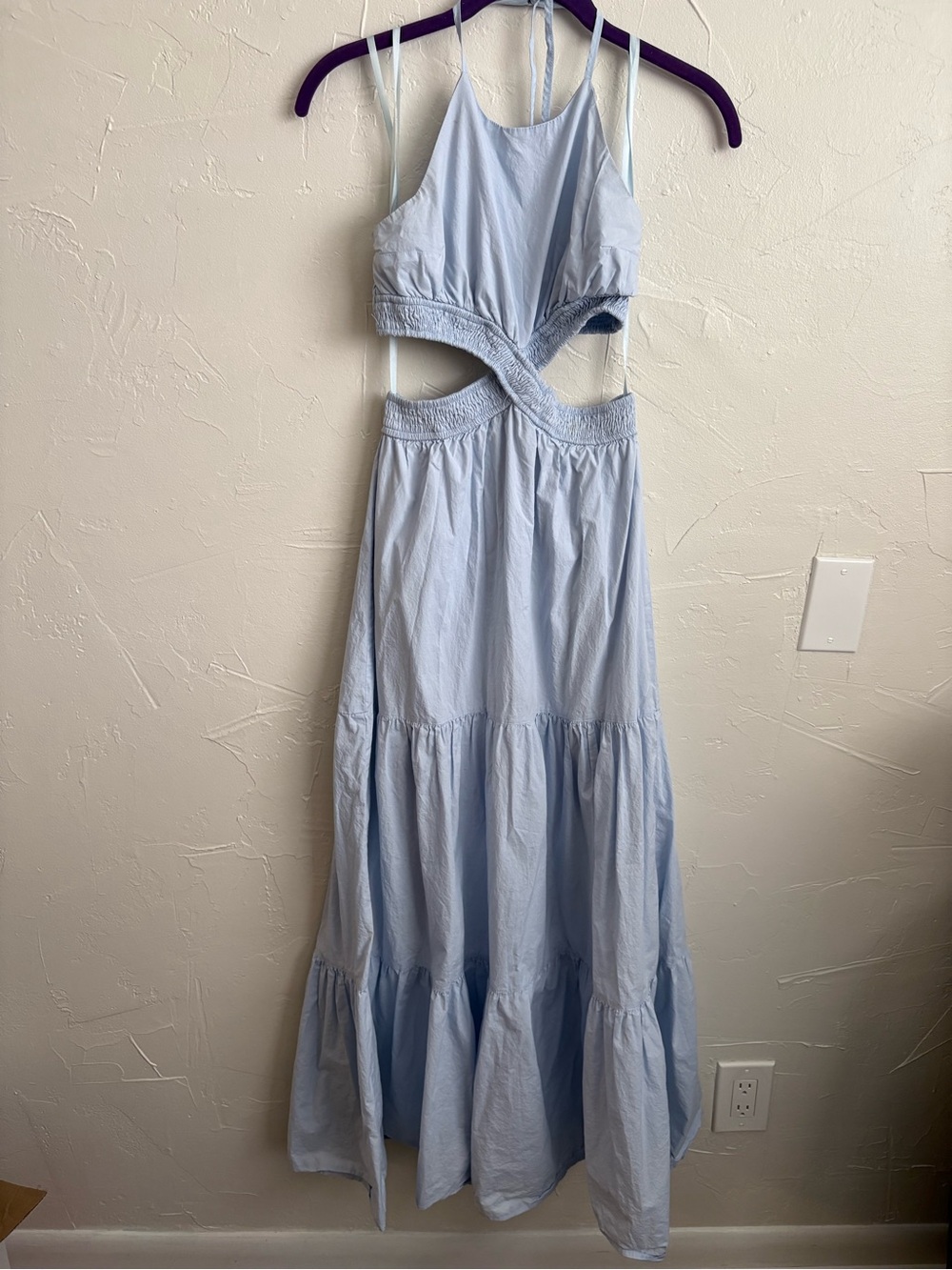 She & SkyLight Blue Cutout Maxi Dress with Halter Neck